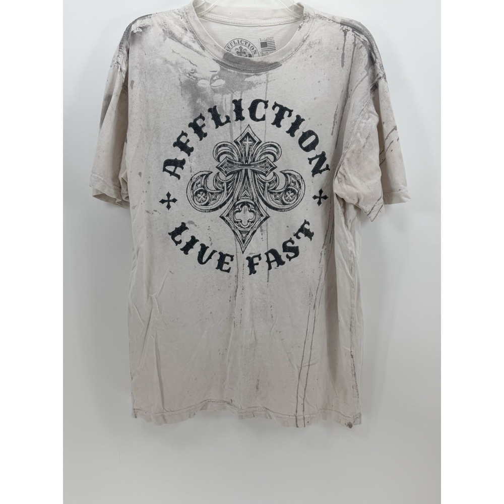 Affliction Shirt Mens XL  Live Fast Thick Contrast Stitch Distressed Y2K Grunge